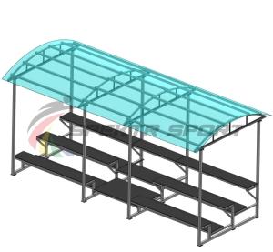 Купить Трибуна для зрителей 3 ряда на 26 мест с навесом (лавки - фанера) в Опочке 